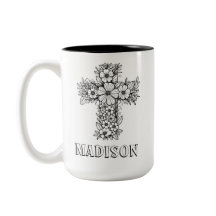 Christian Faith Floral Cross - Nome Personalizado