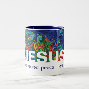 Caneca De Café Em Dois Tons Christian JESUS dá um verdadeiro costume de paz