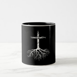 Caneca De Café Em Dois Tons Christian Root sua fé em Jesus Cristo Root Tre