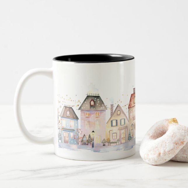 Caneca De Café Em Dois Tons  Christmas (Com Donut)