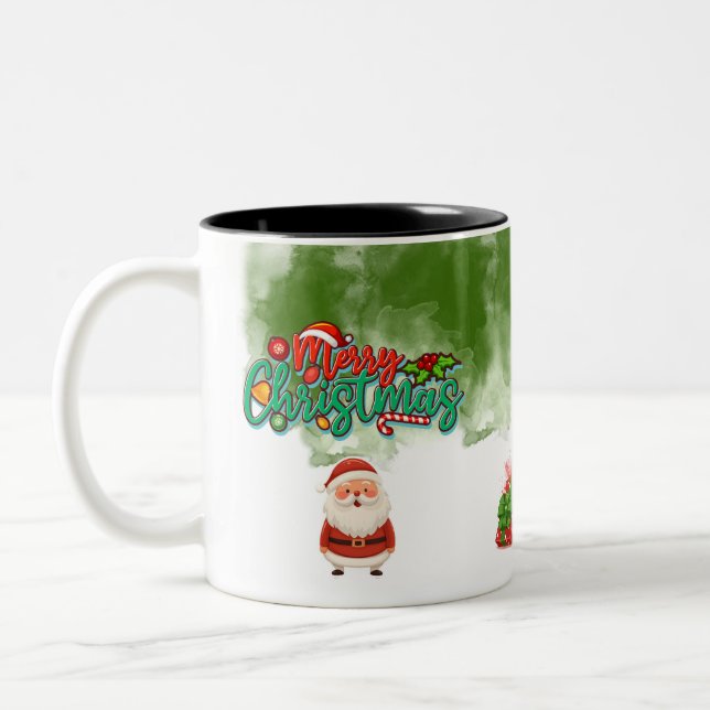 Caneca De Café Em Dois Tons Christmas 2-Tone Mug with Santa – Merry Christmas (Esquerda)
