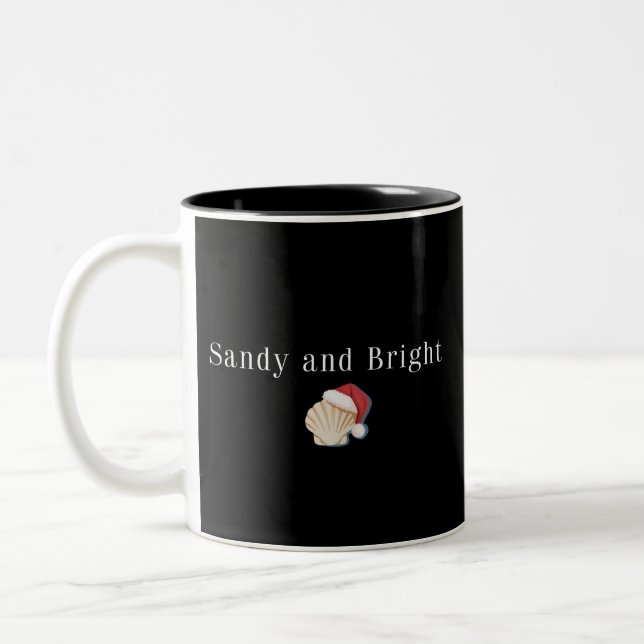 Caneca De Café Em Dois Tons Christmas Beach Vacation Sandy and Bright Seashell (Esquerda)