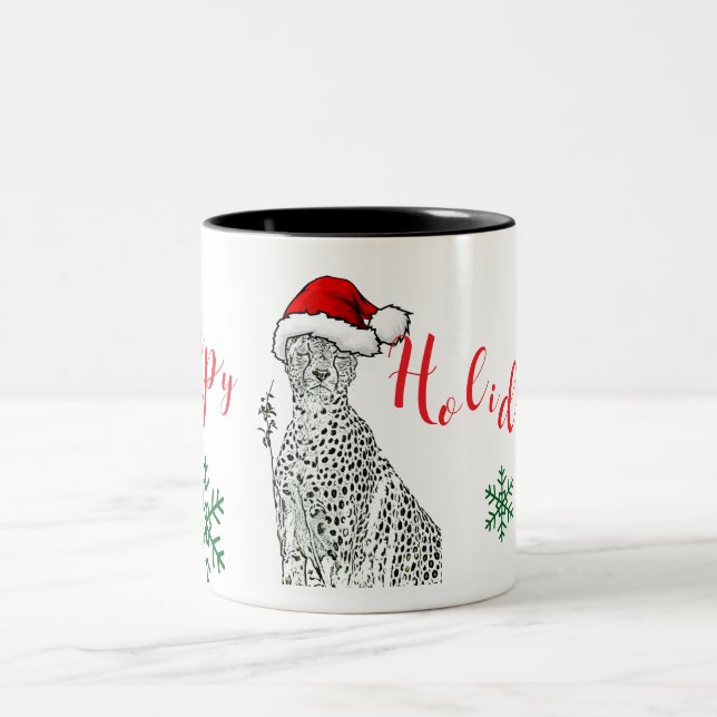 Caneca De Café Em Dois Tons Christmas Cheetah Mug Cup (Centro)