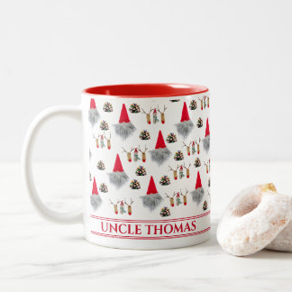 Caneca De Café Em Dois Tons Christmas Gift For Uncle, Gnome & Reindeer Pattern