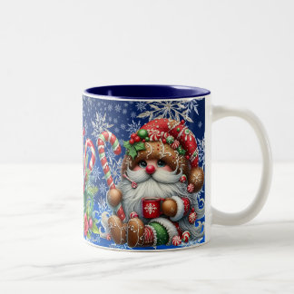 Caneca De Café Em Dois Tons Christmas Gnome with Festive Holiday Tree Scene
