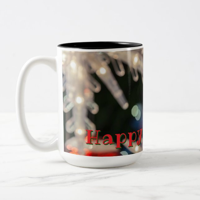 Caneca De Café Em Dois Tons Christmas Ornament and Light (Esquerda)