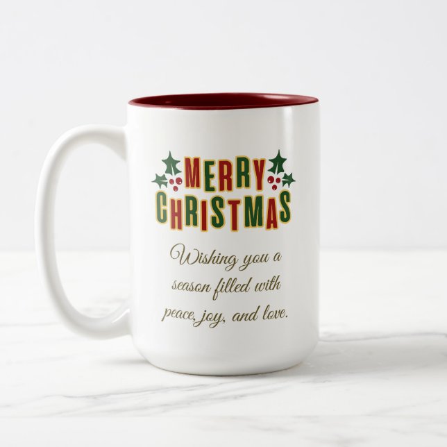 Caneca De Café Em Dois Tons Christmas Tree Gold Glitter Modern Gift, White  (Esquerda)