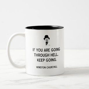 Caneca De Café Em Dois Tons Churchill Continua Passando Pelo Inferno-BK