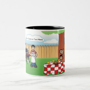 Caneca De Café Em Dois Tons Churrasco da família personalizada, Pai de Solteir