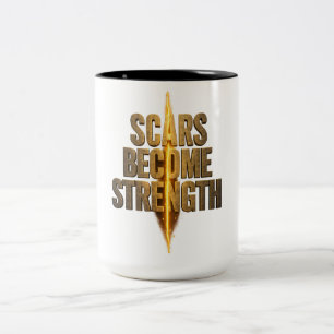 Caneca De Café Em Dois Tons Cicatrizes se Tornam Força Tipografia Motivacional