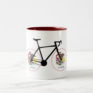 Caneca De Café Em Dois Tons Ciclismo com a Bandeira de Illinois