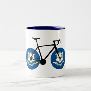 Caneca De Café Em Dois Tons Ciclismo da Bandeira de Connecticut