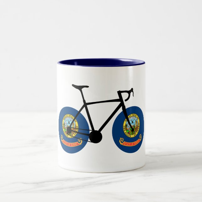 Caneca De Café Em Dois Tons Ciclismo da Bandeira de Idaho (Centro)