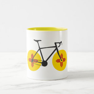 Caneca De Café Em Dois Tons Ciclismo da bandeira de New mexico