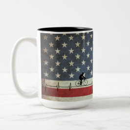 Caneca De Café Em Dois Tons Ciclismo, Estrelas e Stripes