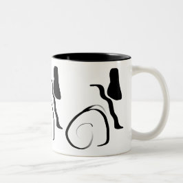 Caneca De Café Em Dois Tons Ciclo de Rotação: Preto e Branco Abstrato