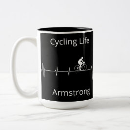 Caneca De Café Em Dois Tons Ciclografando a vida, pulsação personalizável