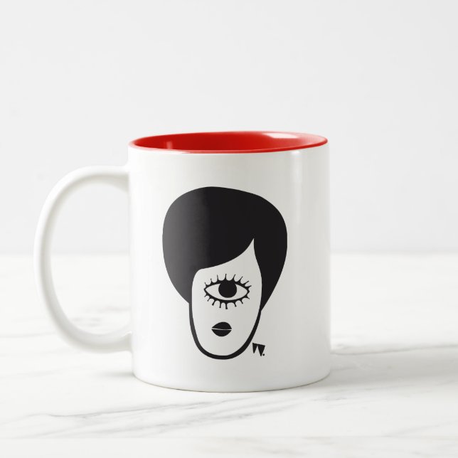 Caneca De Café Em Dois Tons Ciclope Diva Cartoon Weird Girl (Esquerda)
