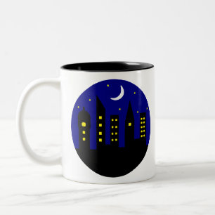Caneca De Café Em Dois Tons cidade à noite