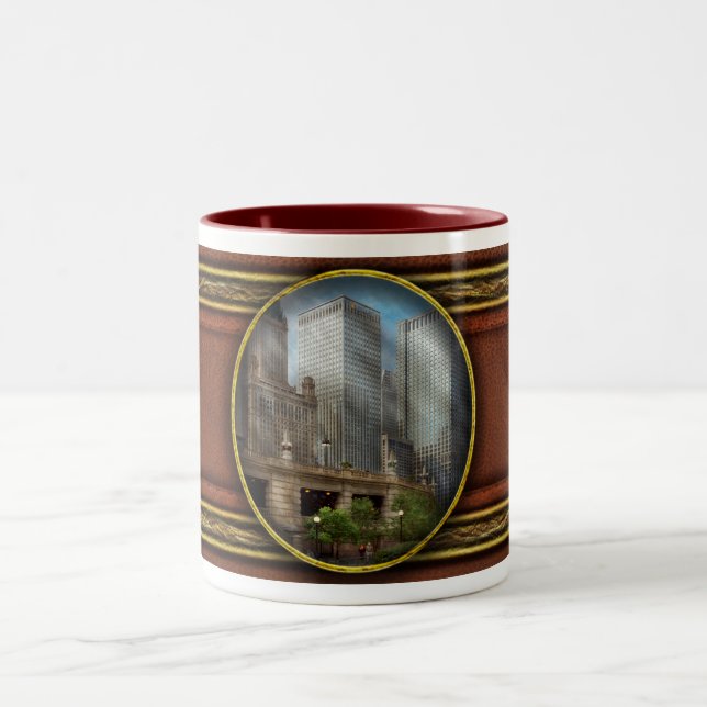 Caneca De Café Em Dois Tons Cidade - Chicago IL - Continuando uma Legado (Centro)