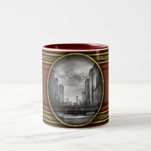 Caneca De Café Em Dois Tons Cidade - Chicago, IL - Olhando em direção ao futur