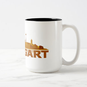 Caneca De Café Em Dois Tons Cidade de Estugarda Skyline - taças, copos,