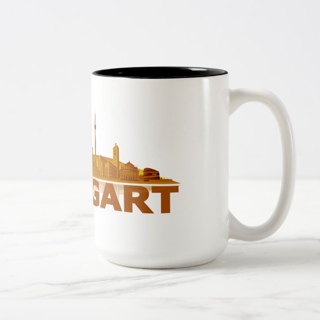 Caneca De Café Em Dois Tons Cidade de Estugarda Skyline - taças, copos, (Direita)
