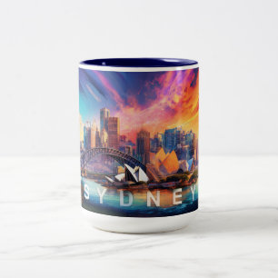 Caneca De Café Em Dois Tons Cidade de Sydney Harbor