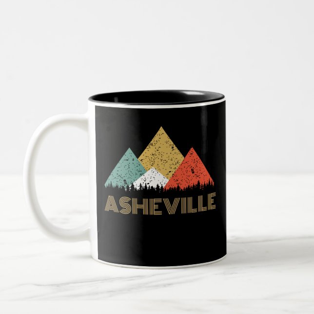 Caneca De Café Em Dois Tons Cidade retro da montanha de Asheville (Esquerda)