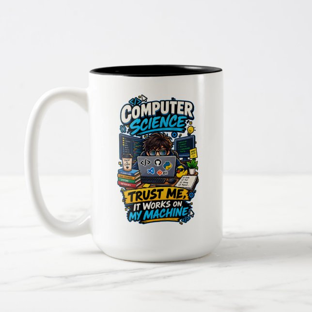Caneca De Café Em Dois Tons Ciência da Computação Programador Engraçado – Conf (Esquerda)