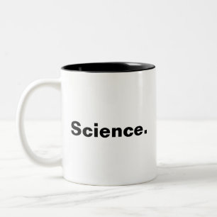 Caneca De Café Em Dois Tons Ciência, uma palavra, design de minimalismo