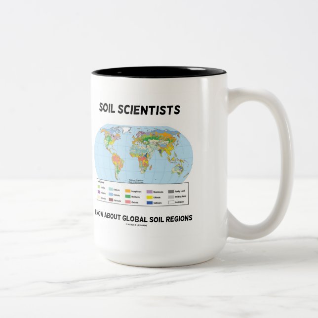 Caneca De Café Em Dois Tons Cientistas Do Solo Conhecem Regiões Globais Do Sol (Direita)
