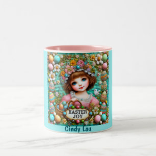 Caneca De Café Em Dois Tons CINDY LOU ~ VINTAGE GIRL~ Muito doce
