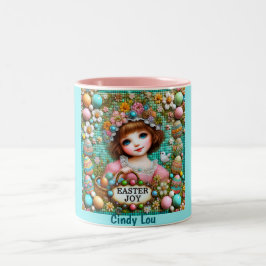 Caneca De Café Em Dois Tons CINDY LOU ~ VINTAGE GIRL~ Muito doce