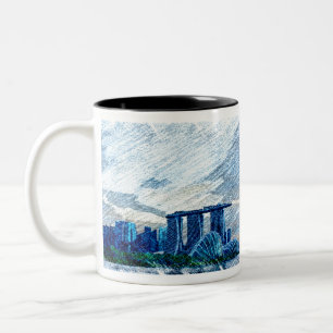 Caneca De Café Em Dois Tons Cingapura Visualiza Cor
