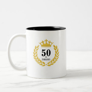 Caneca De Café Em Dois Tons Cinquenta & Fabuloso com Coroa de Louros & Coroa