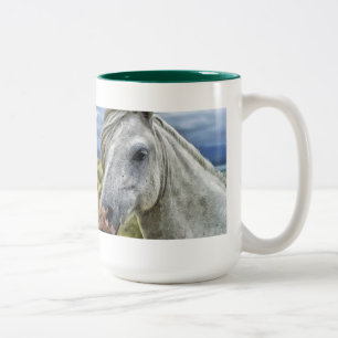Caneca De Café Em Dois Tons Cinza/Canhão de Cavalo Branco