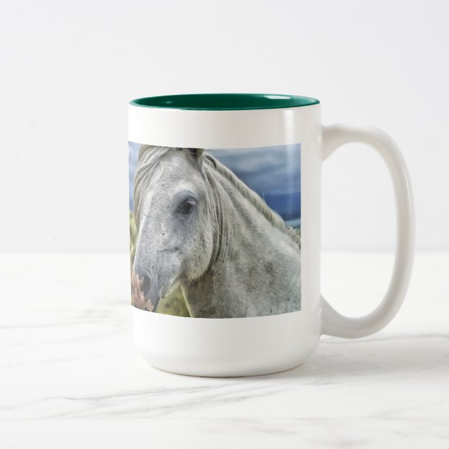 Caneca De Café Em Dois Tons Cinza/Canhão de Cavalo Branco (Direita)