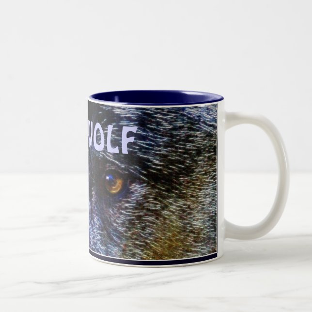 Caneca De Café Em Dois Tons Cinza de animais selvagens Wolf (Direita)