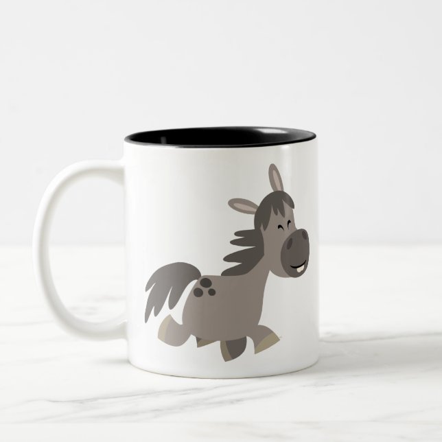 Caneca De Café Em Dois Tons Cinza de Cartoon Bonito Pony (Esquerda)