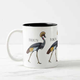 Caneca De Café Em Dois Tons Cinza de desenho animado de pássaros com guindaste