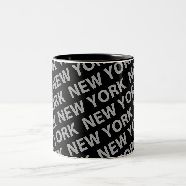 Caneca De Café Em Dois Tons Cinza do padrão de Nova York (Centro)