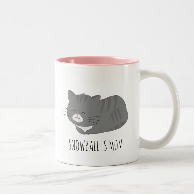 Caneca De Café Em Dois Tons Cinza Gato Personalizado (Direita)