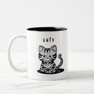Caneca De Café Em Dois Tons Cinza KiniArt por Kitten