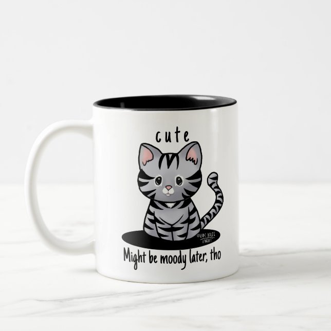 Caneca De Café Em Dois Tons Cinza KiniArt por Kitten (Esquerda)