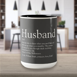 Caneca De Café Em Dois Tons Cinza Moderna de Citação de Definição do Marido