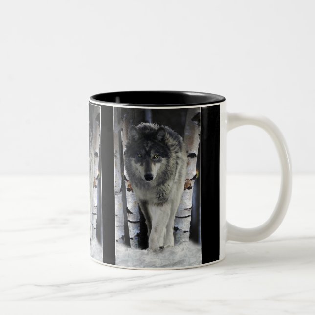 Caneca De Café Em Dois Tons CINZA PACK WOLF Wildlife Gift Mugs (Direita)