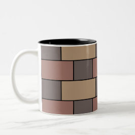 Caneca De Café Em Dois Tons Cinza Peach Parede Brick Rosa