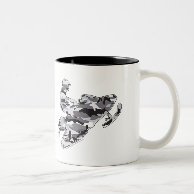 Caneca De Café Em Dois Tons Cinza Snowmobiler da camuflagem (Direita)