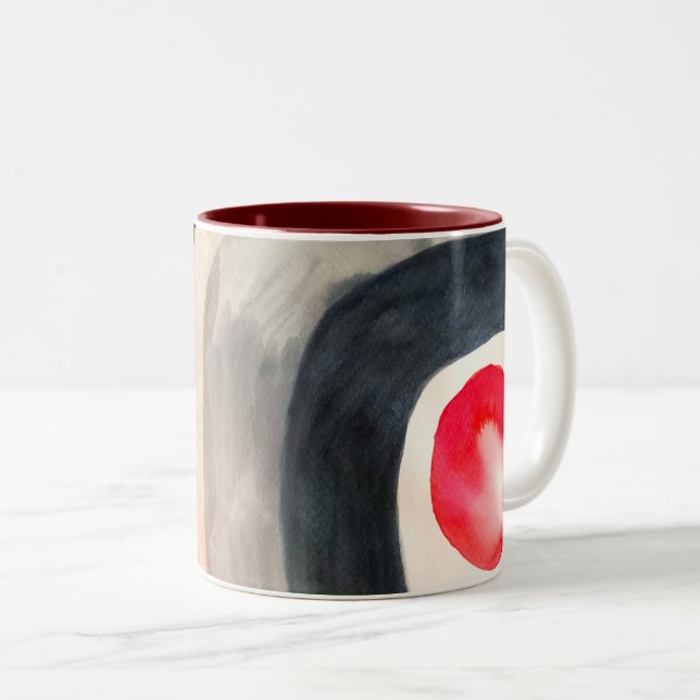 Caneca De Café Em Dois Tons Cinza solar e arte moderna abstrato negra (Frente Esquerda)